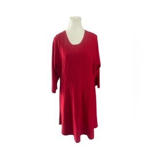 JESSICA HOWARD Women’s Red 3/4 Sleeve Cable Knit Sweater Dress Size 3X